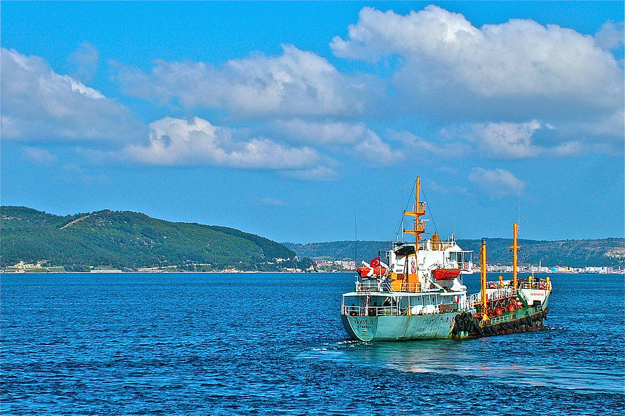 Ferry Ride across Dardenelles from Cannakale-Turkey Photograph by Ruth Hager