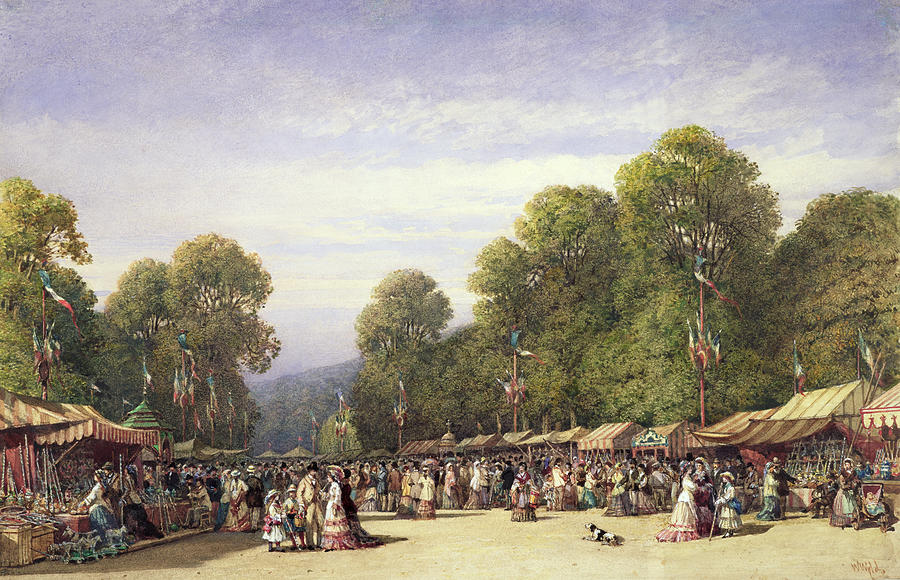 Festival At St. Cloud, C.1860 Drawing by William Wyld