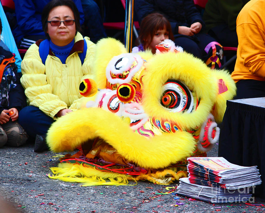 Festival Lion Head In Yellow Photograph by Kym Backland