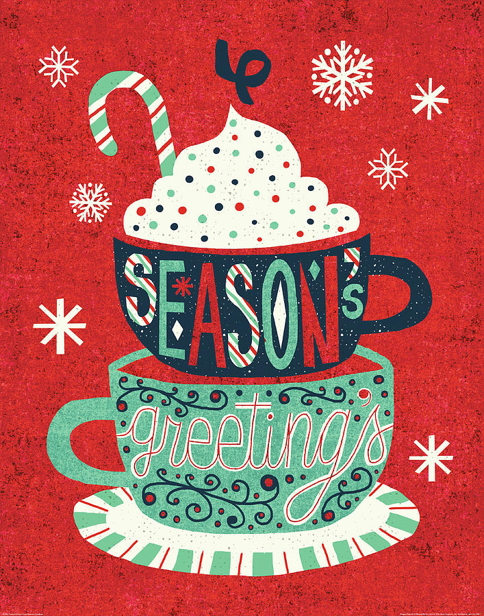 Christmas Painting - Festive Holiday Cocoa Seasons Greetings by Michael Mullan