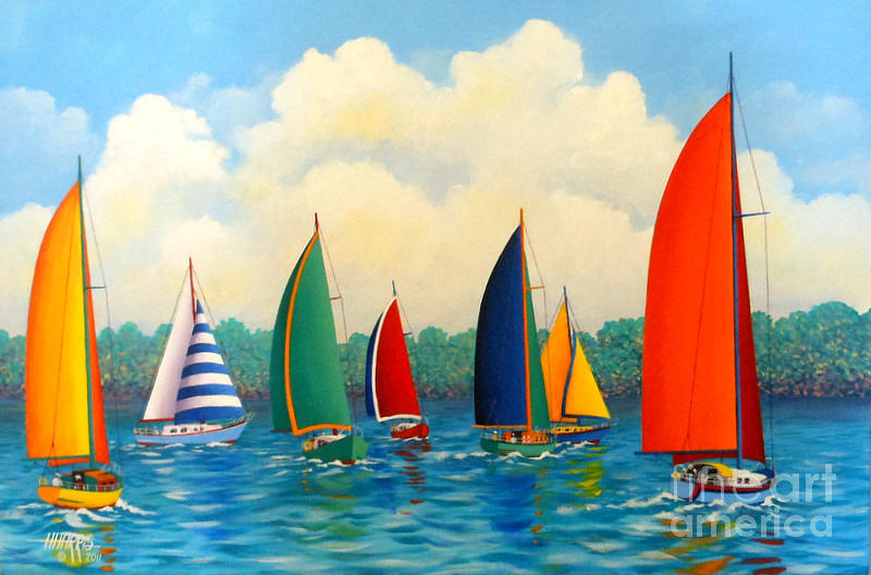 Boat Painting - Festive Regatta II by Hugh Harris