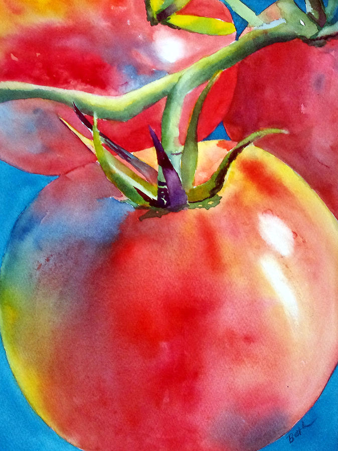 Festive Tomato Painting by Beth Fontenot