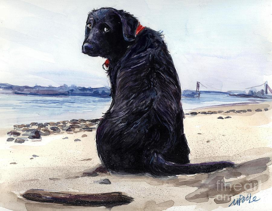 Dog Painting - Fetching by Molly Poole