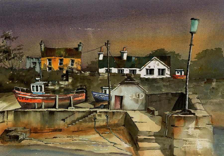 Fethard Harbour  Wexford Painting by Val Byrne