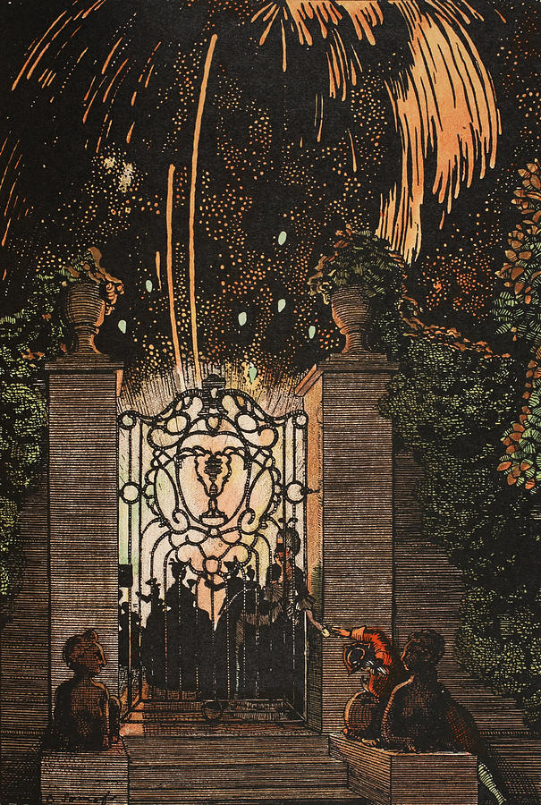 Garden Painting - Feu d artifice by Konstantin Andreevic Somov