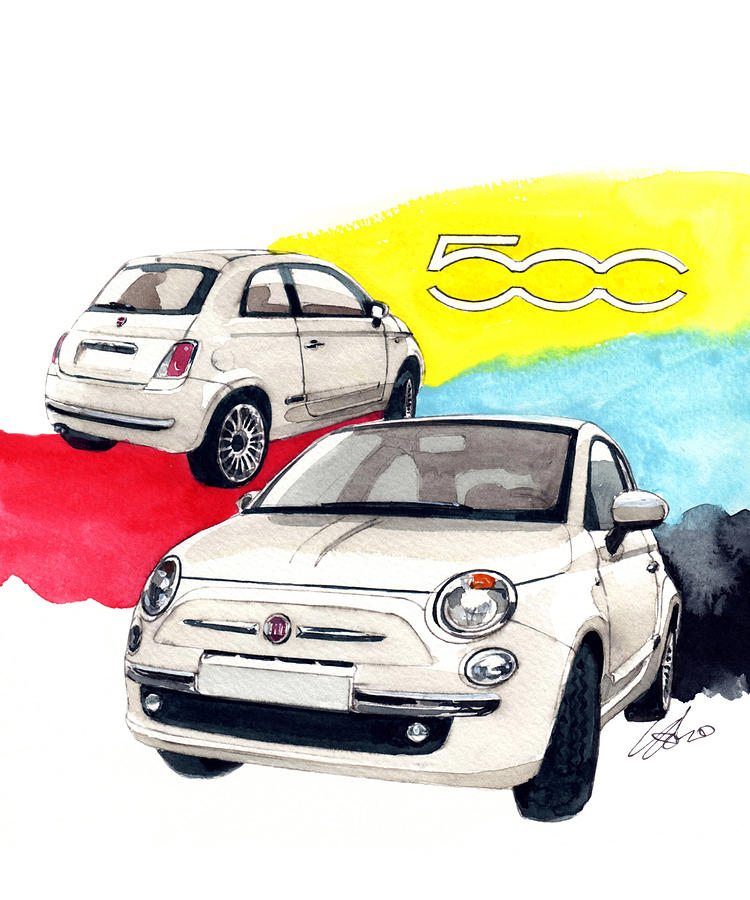 Fiat 500 Painting - Fiat Cincochento by Yoshiharu Miyakawa