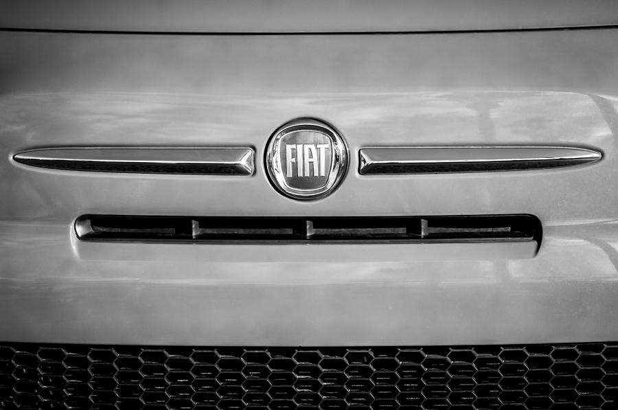 Black And White Photograph - Fiat Emblem 0308bw by Jill Reger