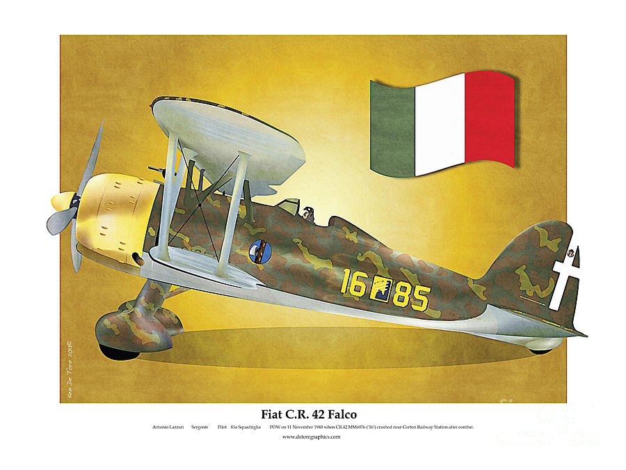Fiat falco C.R.42 Digital Art by Kenneth De Tore