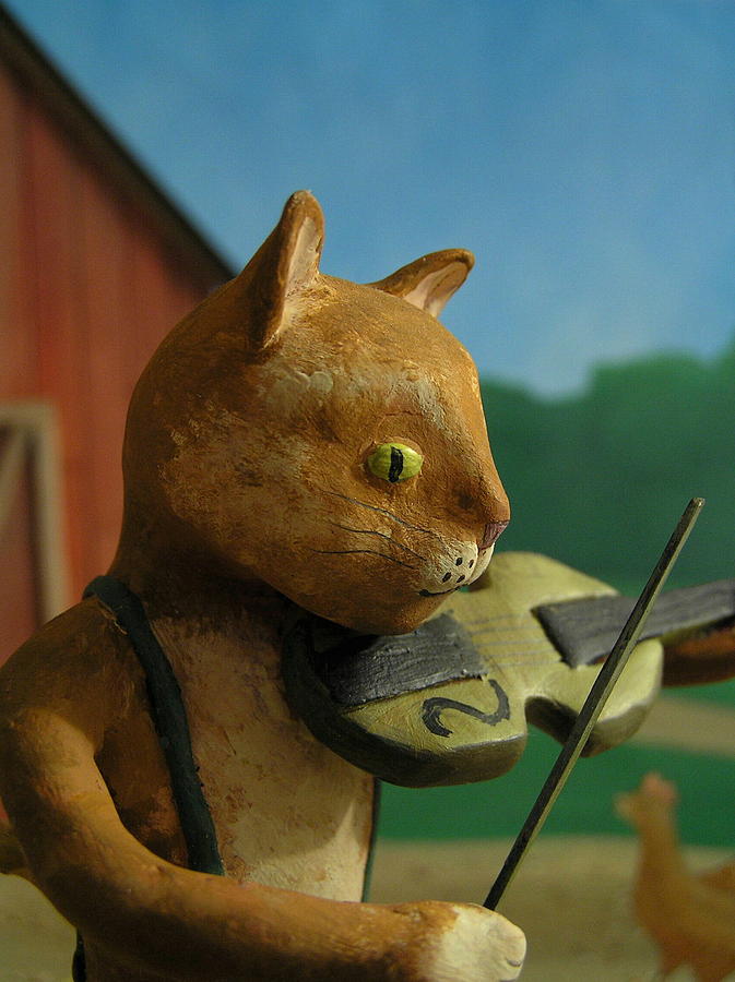 Cat Mixed Media - Fiddle Cat 2 by Jennifer Montgomery Cat Mixed Media - Fiddle Cat 2 by Jennifer Montgomery