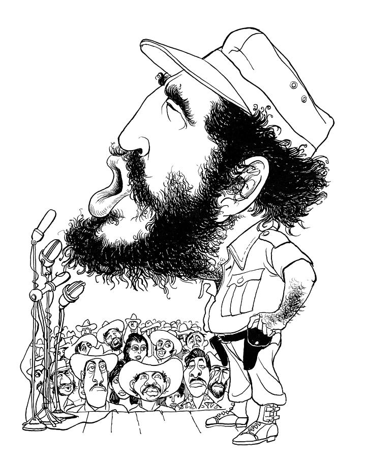 Fidel Castro Caricature Drawing by Edmund Valtman