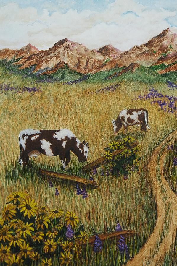 Field Cows Painting by Katherine Young-Beck