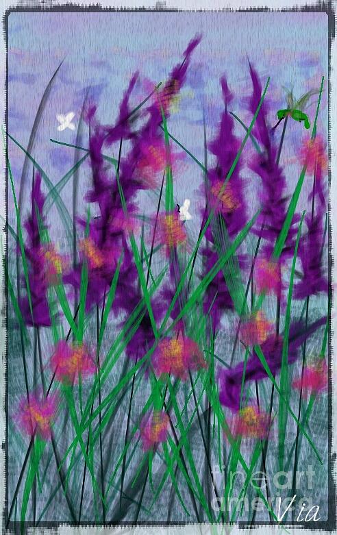 Field Flowers Painting by Judy Via-Wolff