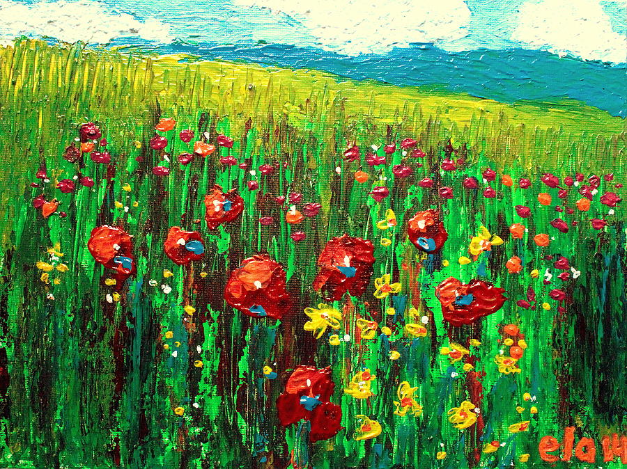 Field in Tuscany Painting by Ela Jane Jamosmos