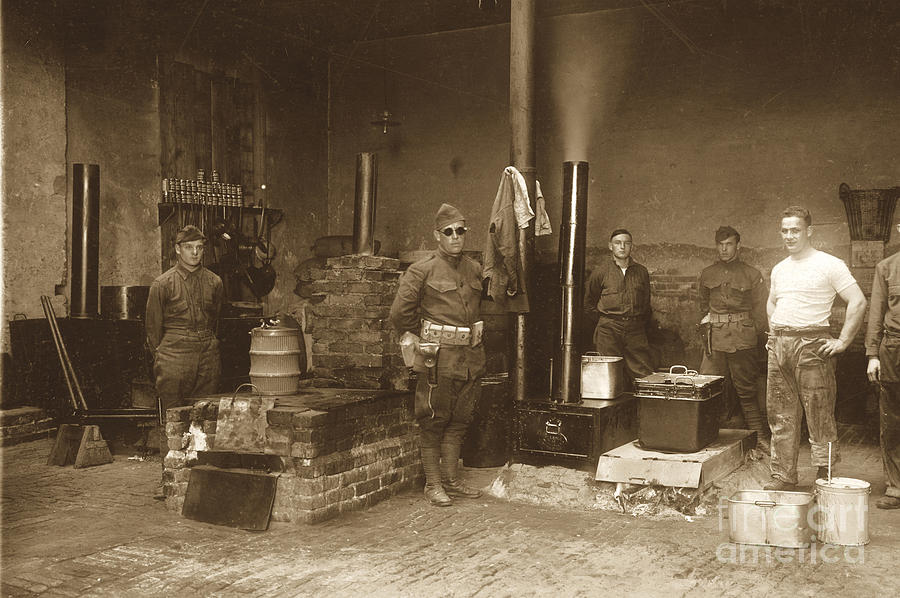 Field Kitchen Photograph - Field kitchen World War One 1918 by Monterey County Historical Society