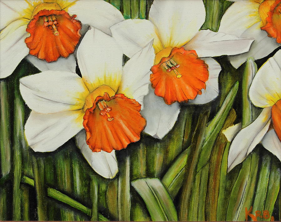 Field of Daffodils Painting by Karen Beasley