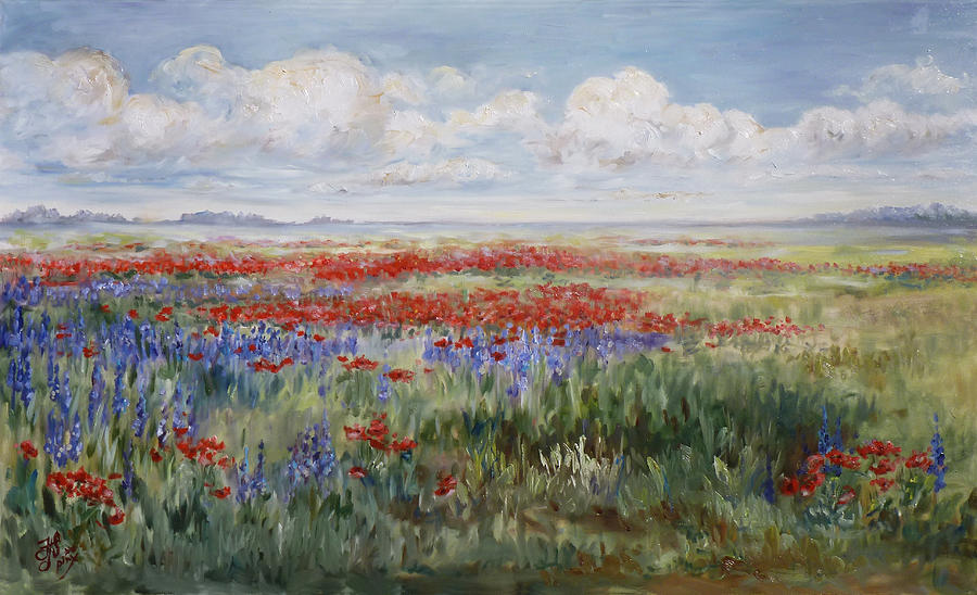 Flower Painting - Field of flowers by Irek Szelag