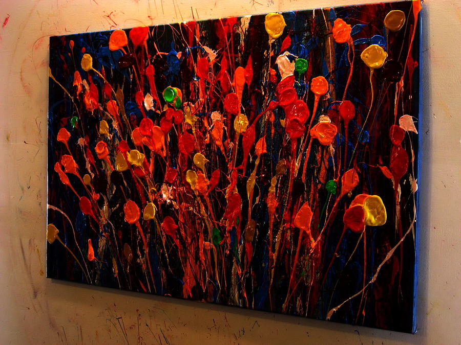 Field of Flowers or Black Friday Painting by Larry Lehman