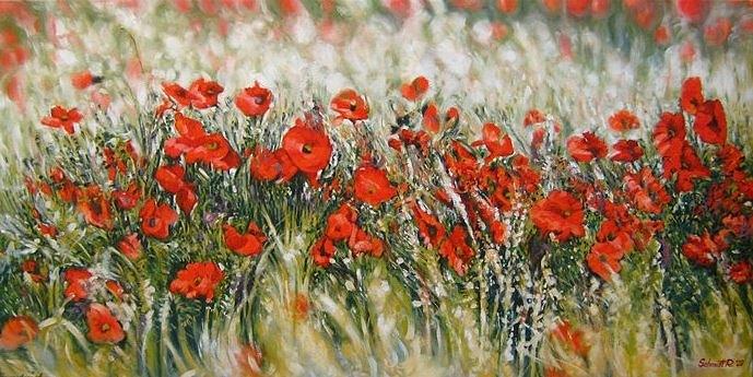 Field of Poppies Painting by Schmidt Roger - Fine Art America