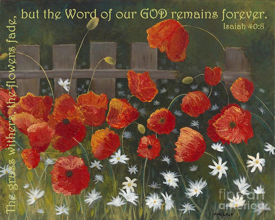 Field Of Poppies With Scripture Painting By Mona Elliott