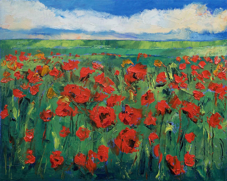 Field of Red Poppies Painting by Michael Creese - Fine Art America