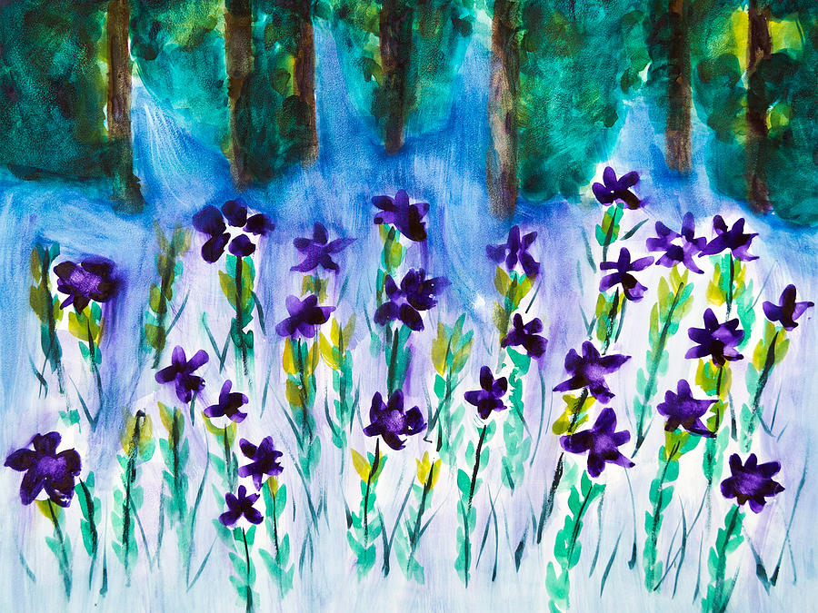 Field of Violets Painting by Frank Bright