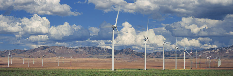 Field Of Wind Generators, Mountains And Photograph by Timothy Hearsum