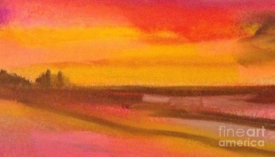 Landscape Pastel - Fields at sunset by Michelle Hynes