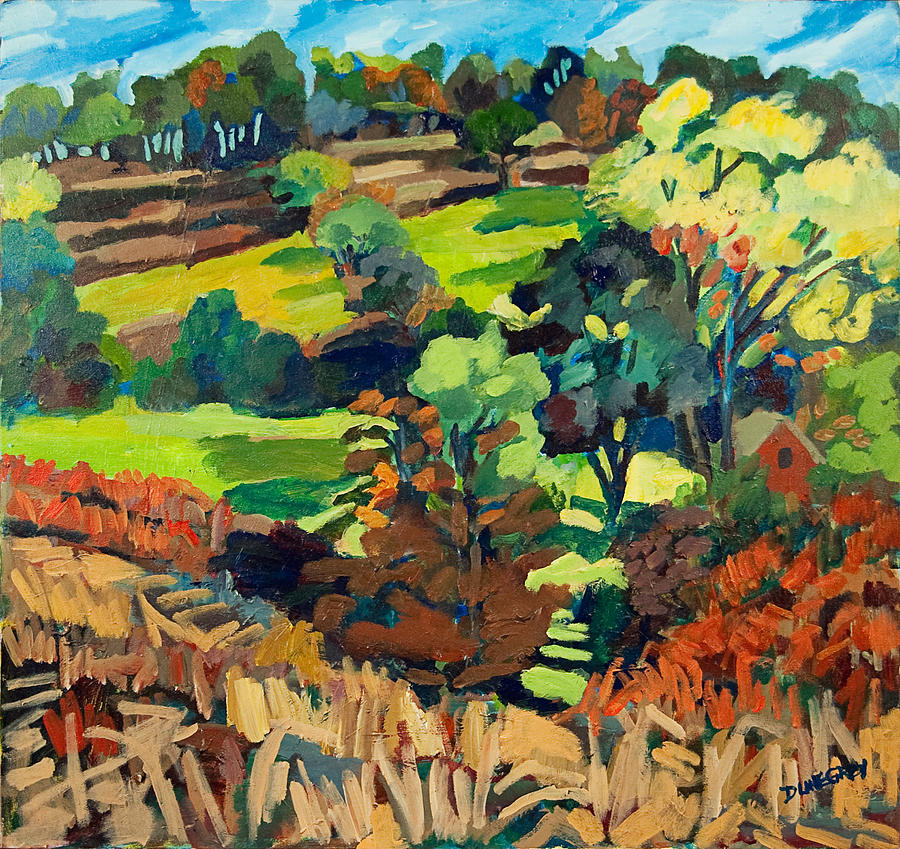 Landscape Painting - Fields in Autumn by Doris  Lane Grey