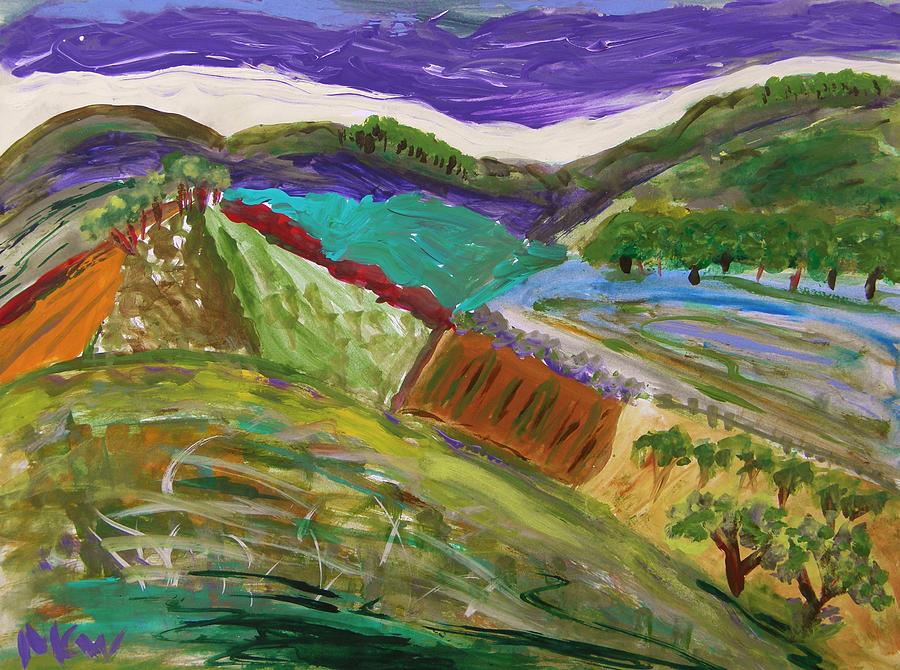 Fields Under Purple Sky Painting by Mary Carol Williams