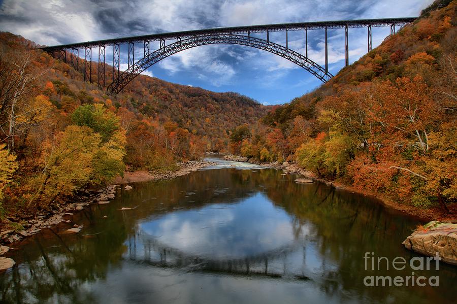 Fiery Colors At New River Gorge Bridge Photograph by Adam Jewell