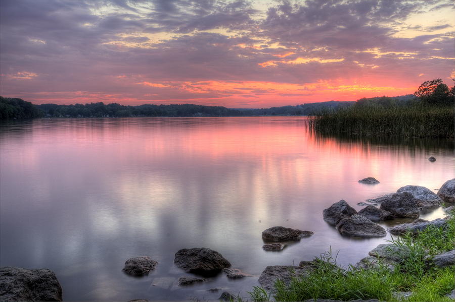 Fiery Lake Sunset Photograph by David Dufresne