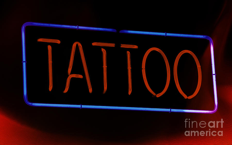 Fiery Neon Tattoo Sign Photograph by Phil Cardamone | Fine Art America