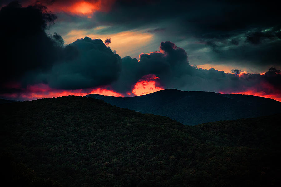 Fiery Sunrise on the Blue Ridge Parkway Photograph by John Haldane