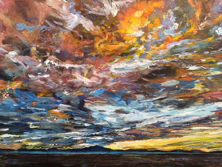 Fiery Sunset Painting by Belinda Low