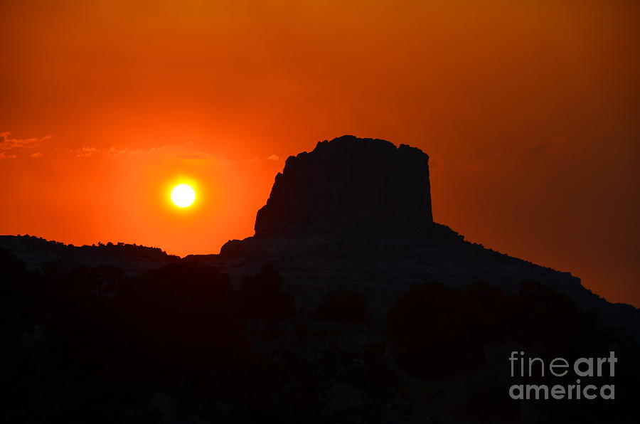 Fiery Sunset Over Butte Photograph by Debra Thompson