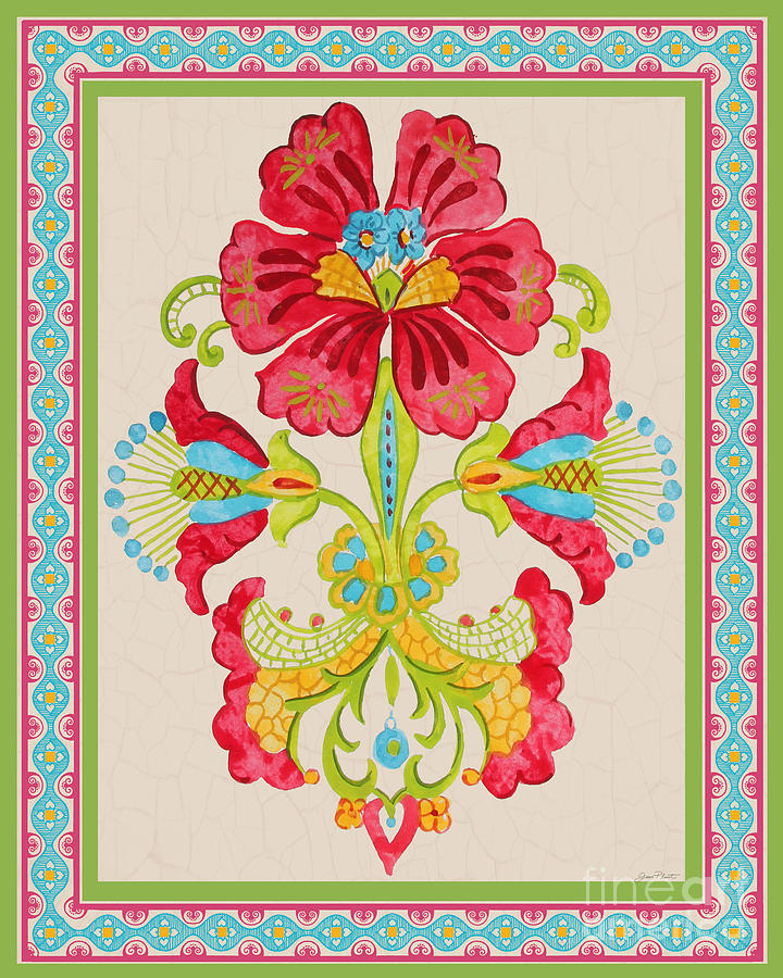 Flower Painting - Fiesta Floral Tapestry-C by Jean Plout