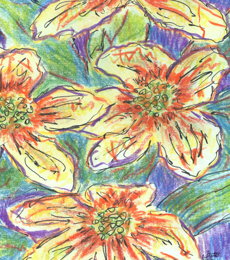 Flower Fiesta Drawing by Lisa J Bates