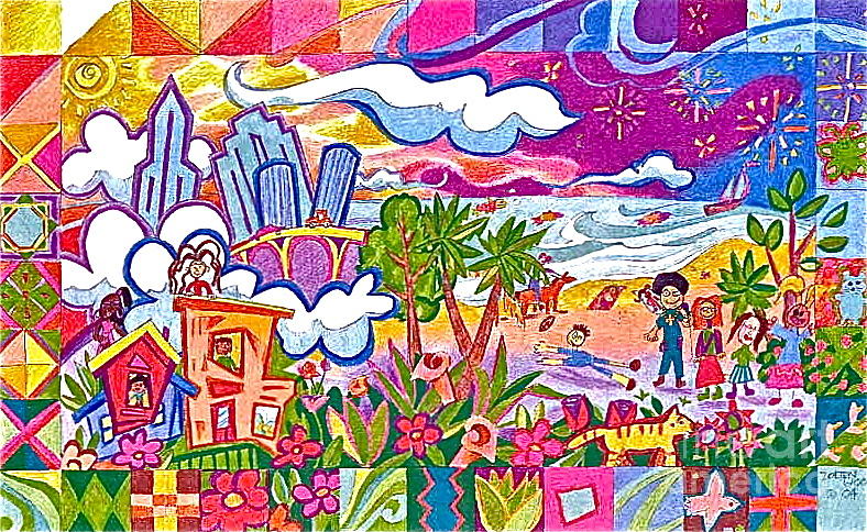 Fiesta Metro Drawing by Linda Zolten Wood