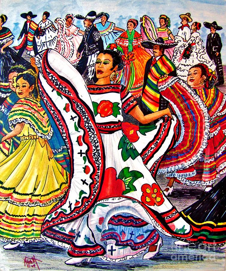 Spanish Dance Drawing - Fiesta Parade by Marilyn Smith