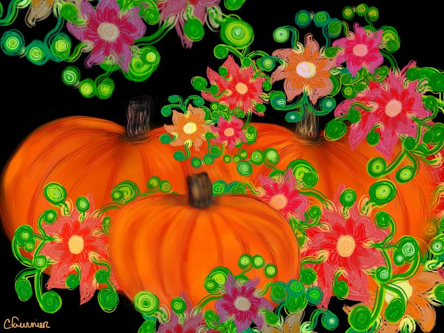Fiesta pumpkins Digital Art by Christine Fournier