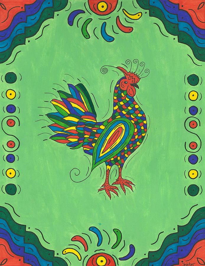 Fiesta Rooster Painting by Susie Weber