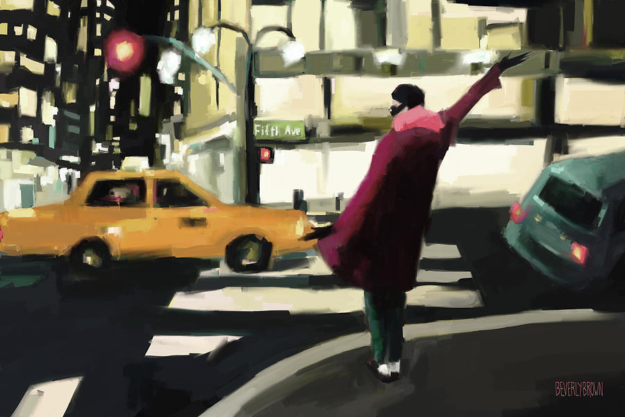 Fifth Avenue Taxi New York City Painting by Beverly Brown
