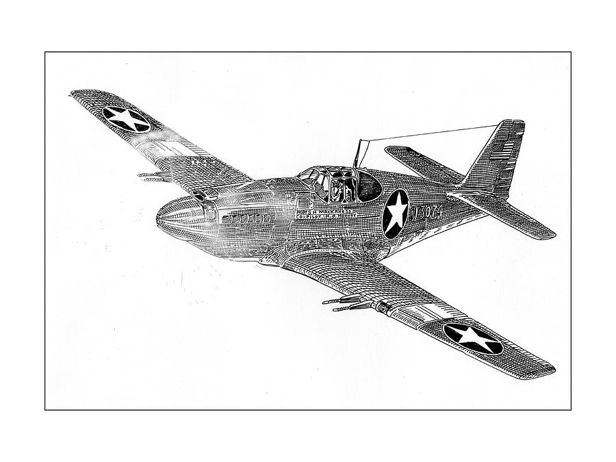 Fighting P 51 Drawing by Jack Pumphrey