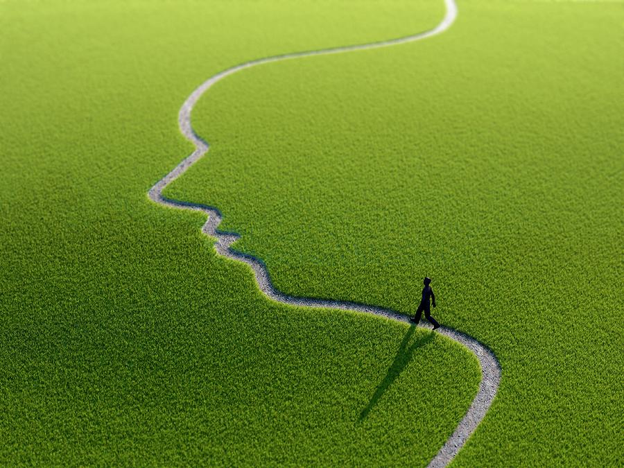 Figure On Face Shape Path, Artwork Digital Art by Andrzej Wojcicki