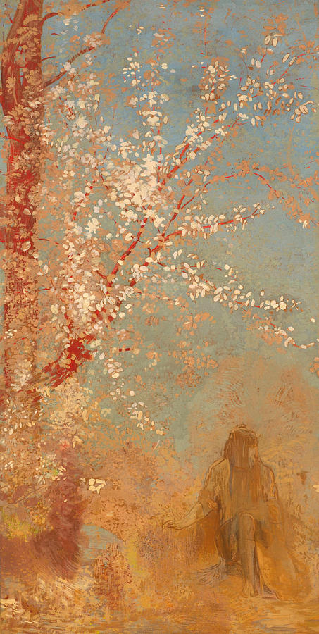 Vintage Painting - Figure Under a Blossoming Tree by Mountain Dreams