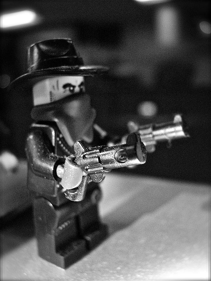Legoes Photograph - Figures at Work - Gunslinger 3314 - BW by Sandy Tolman