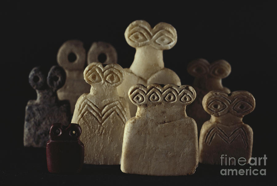 Ancient Photograph - Figurines From Tell Brak Excavation by Gianni Tortoli