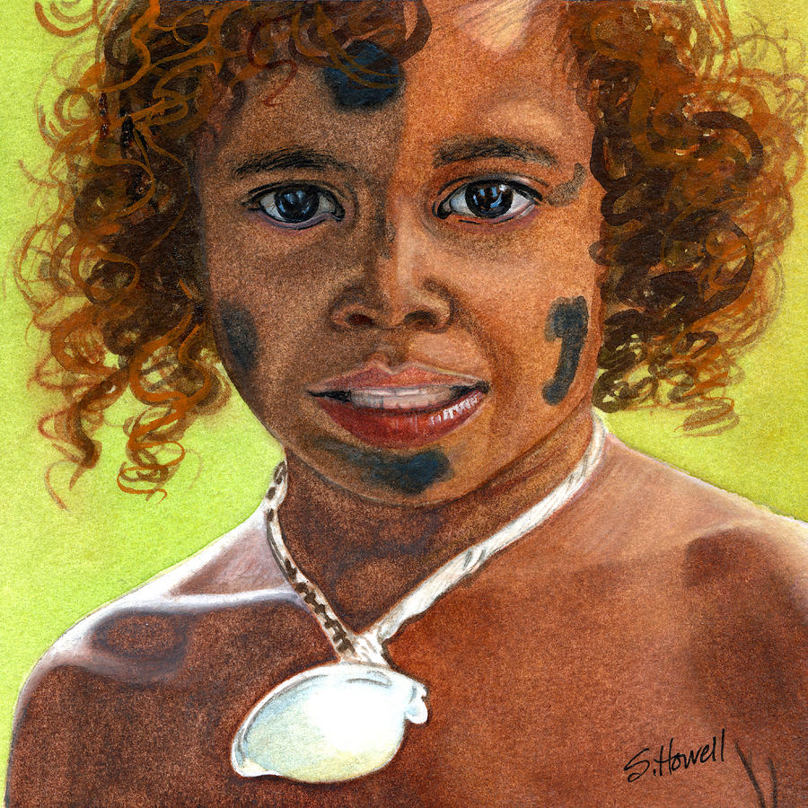 Fiji Painting - Fijian Ceremonial Boy by Sandi Howell