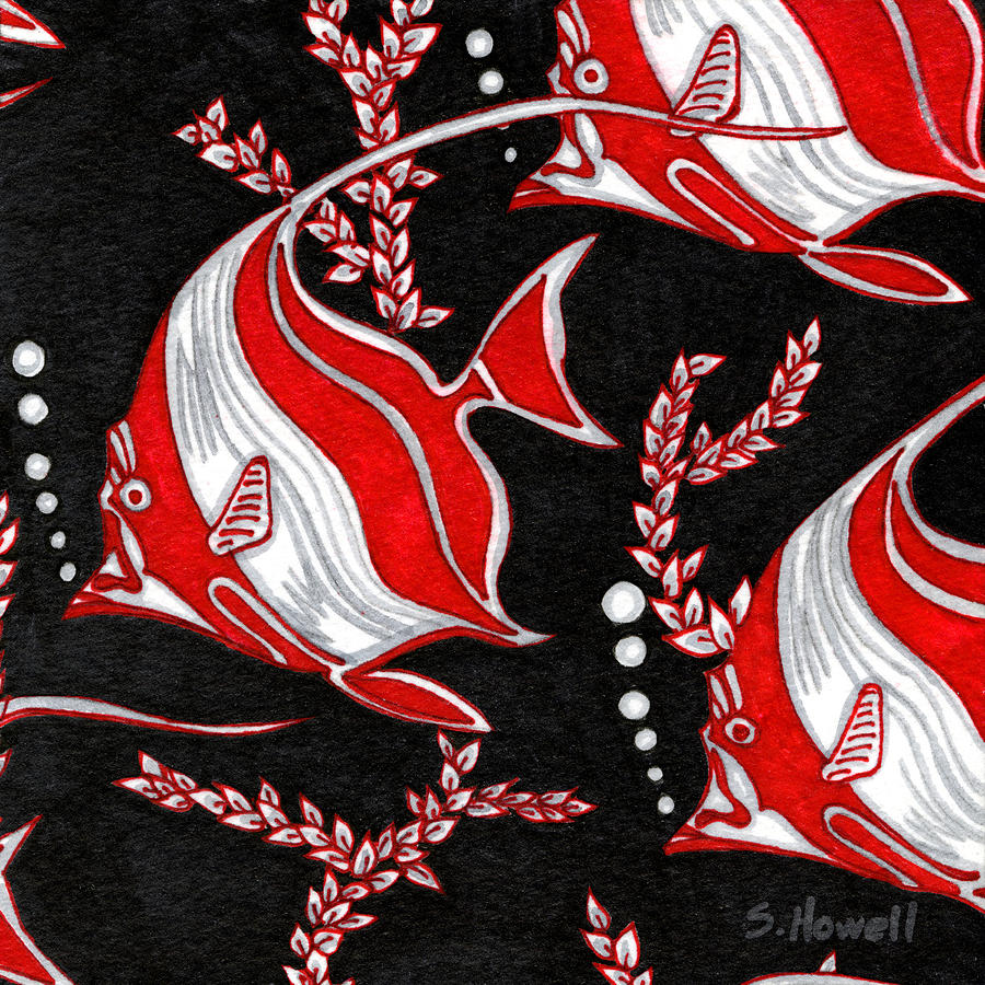 Fish Painting - Fijian Dress Print by Sandi Howell