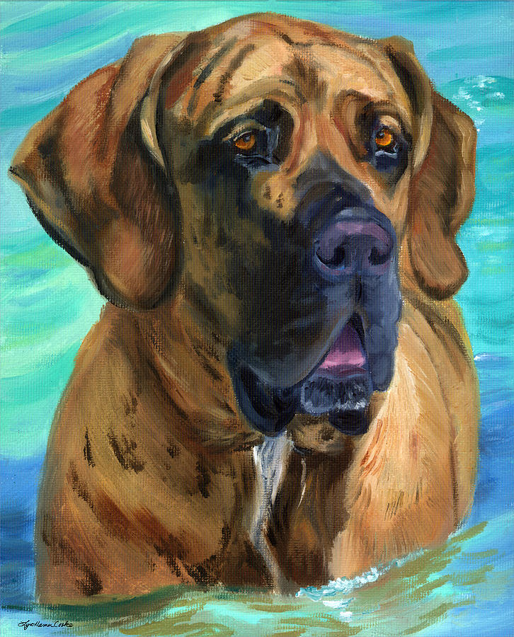 Dog Painting - Fila Brasileiro...Swim by Lyn Cook